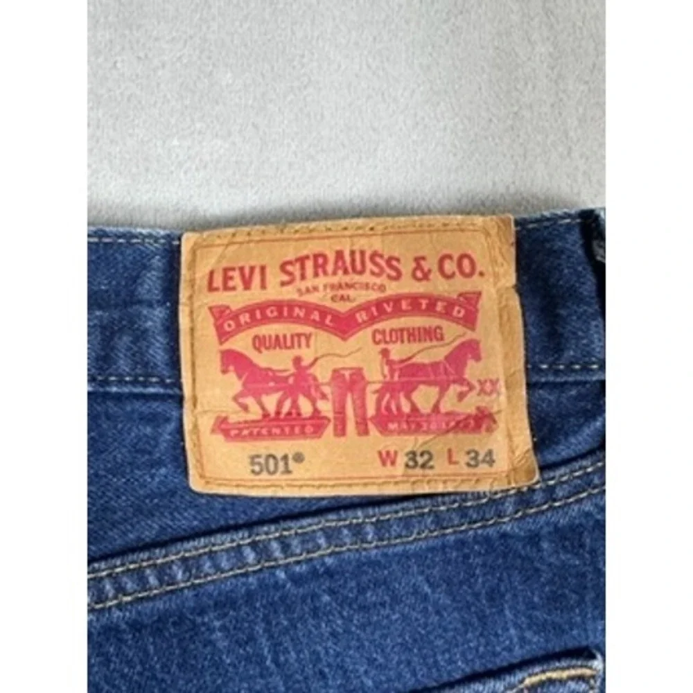 Levi's 501 Original‎ Fit Jeans Mens Blue Straight Leg Button Fly W32 L34